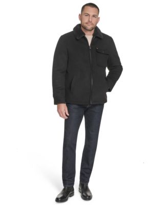 Men's Wool Blend Jacket with Sherpa Collar