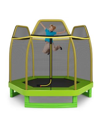 7 FT Kids Trampoline with Safety Enclosure Net Spring Pad Indoor Outdoor Heavy Duty