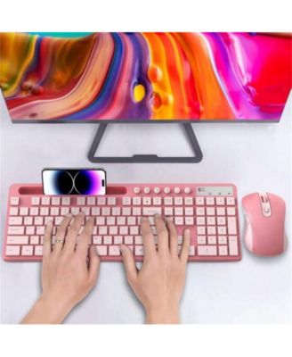 2.4G Wireless Computer Keyboard With Phone Tablet Holder And Mouse Combo,