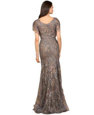 Women's Cap Sleeve Mermaid V-neck Gown