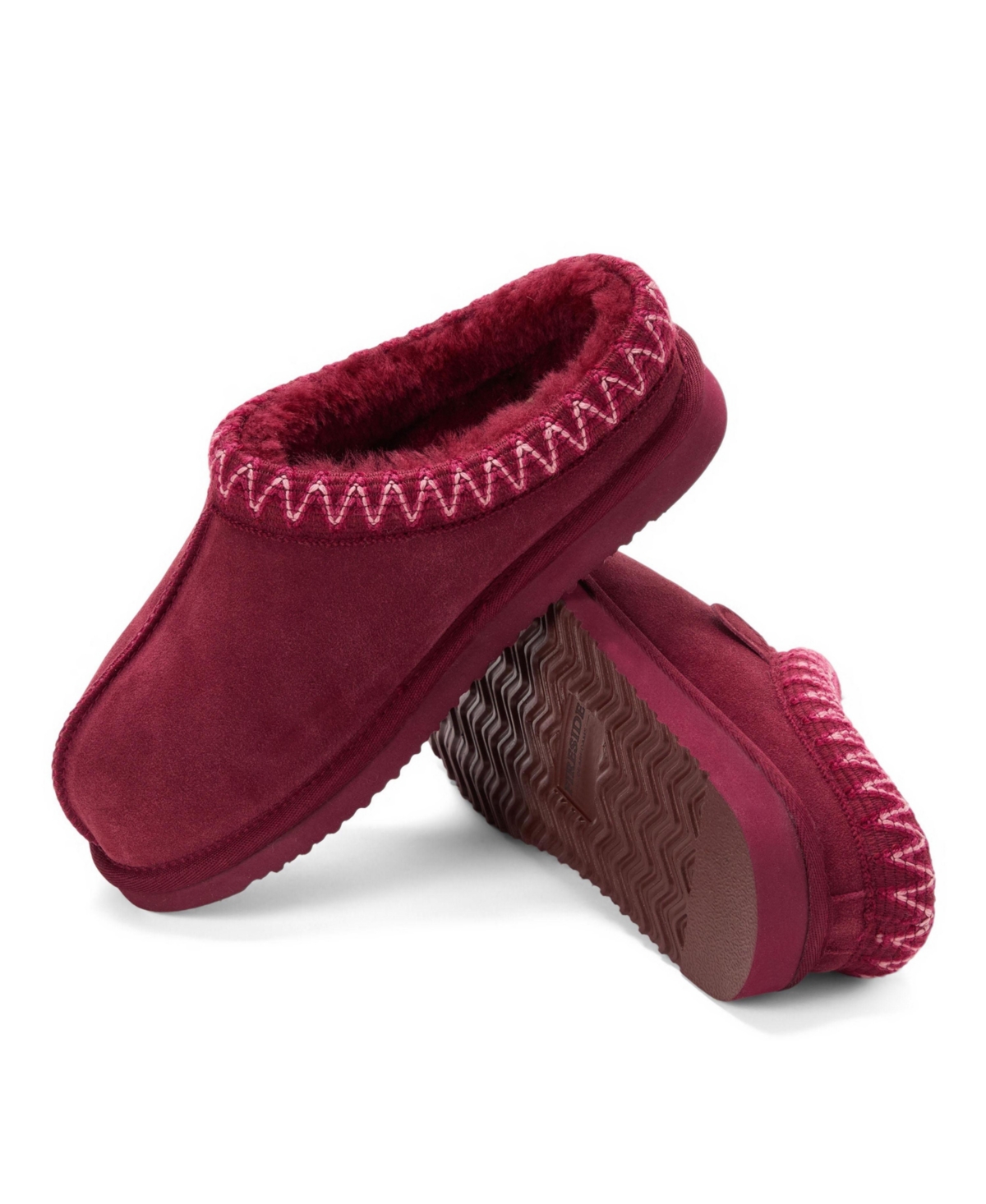 Fireside by Dearfoams Women's Greta Genuine Shearling Clog Slipper with Embroidery