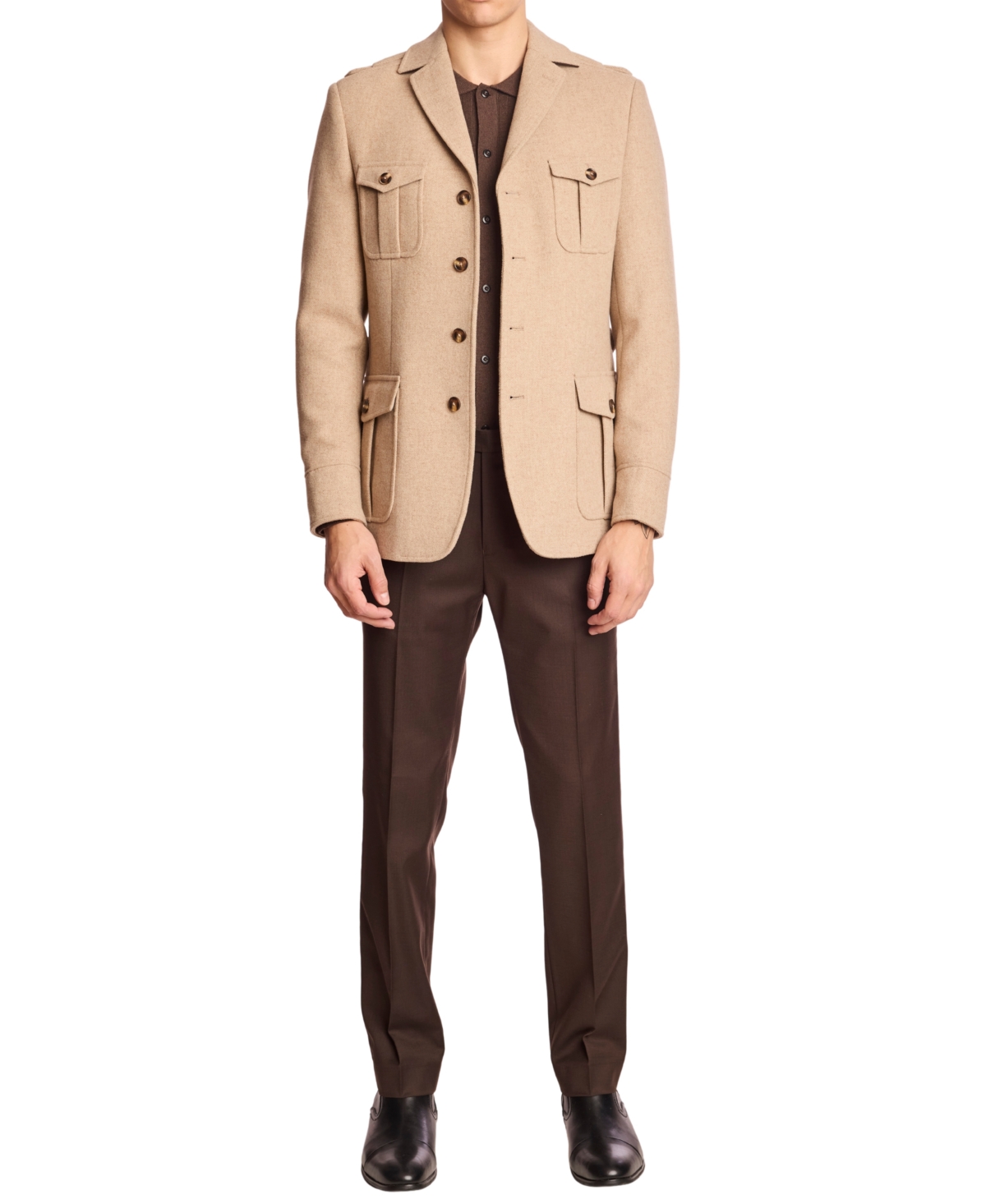 Paisley & Gray Men's Collared Utility Jacket In Brown