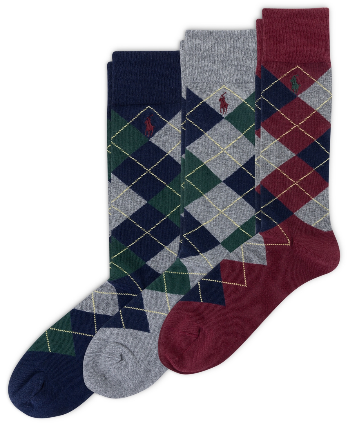 Polo Ralph Lauren Men's 3-pack Argyle Dress Socks In Multi