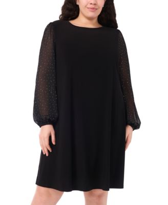 Plus Size Round Neck Bell Sleeves Shift Dress