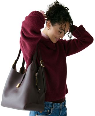 Deco Large Pebbled Leather Shoulder Bag