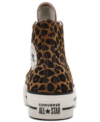 Women's Chuck Taylor All Star Lift Platform Leopard Suede Casual Sneakers from Finish Line