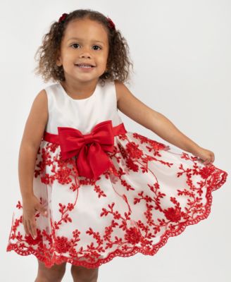 Baby Girls' Satin Embroidered Bodice Jacket Dress