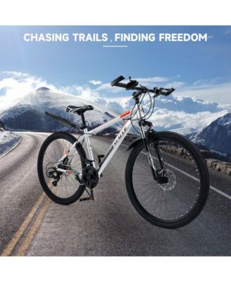 26-Inch 27-Speed Mountain Bike for Adults with Dual Disc Brakes & High-Carbon Steel Frame, Suspension Fork