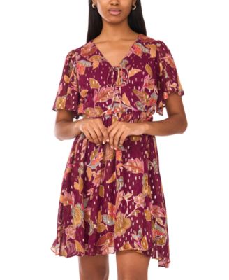 Women's Short Flutter Sleeve Mini Wrap Dress