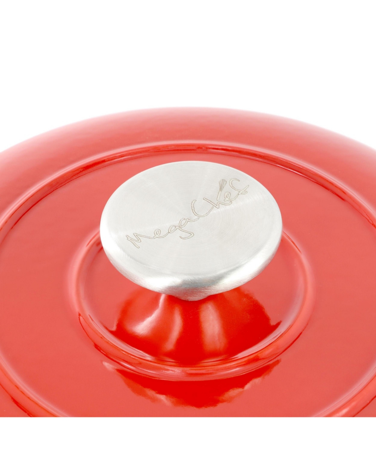 MegaChef 6 Quart Enameled Cast Iron Bread Pot in Red with Baking Mat