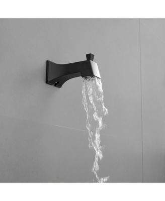 Modern Single-Handle 2-Spray Rainfall Square Shower Faucet Set with Tub Spout Combo in Matte Black Valve Included