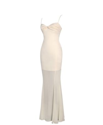 Women's Zayne Butter Yellow Ruch Breast Chiffon Mermaid Maxi Dress