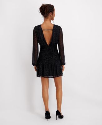 Women's V-Neck Long Sleeve Mini Dress