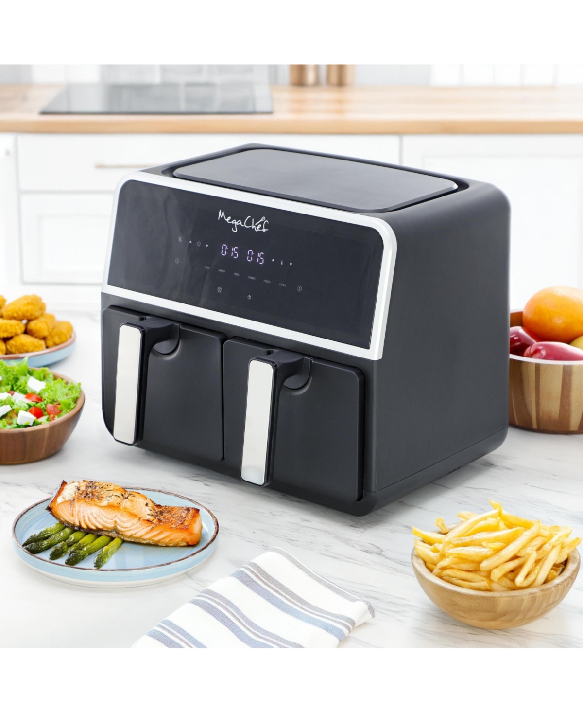 MegaChef Dual 4.5 + 4.5 Liter Digital Electric Air Fryer