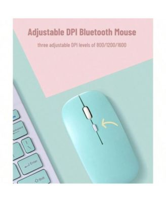 Keyboard And Mouse Combo - Cute Bluetooth Keyboard With Silent Mouse, 3 Adjustable DPI 2.4G USB Slim Keyboard Mouse Set For IOS For Android