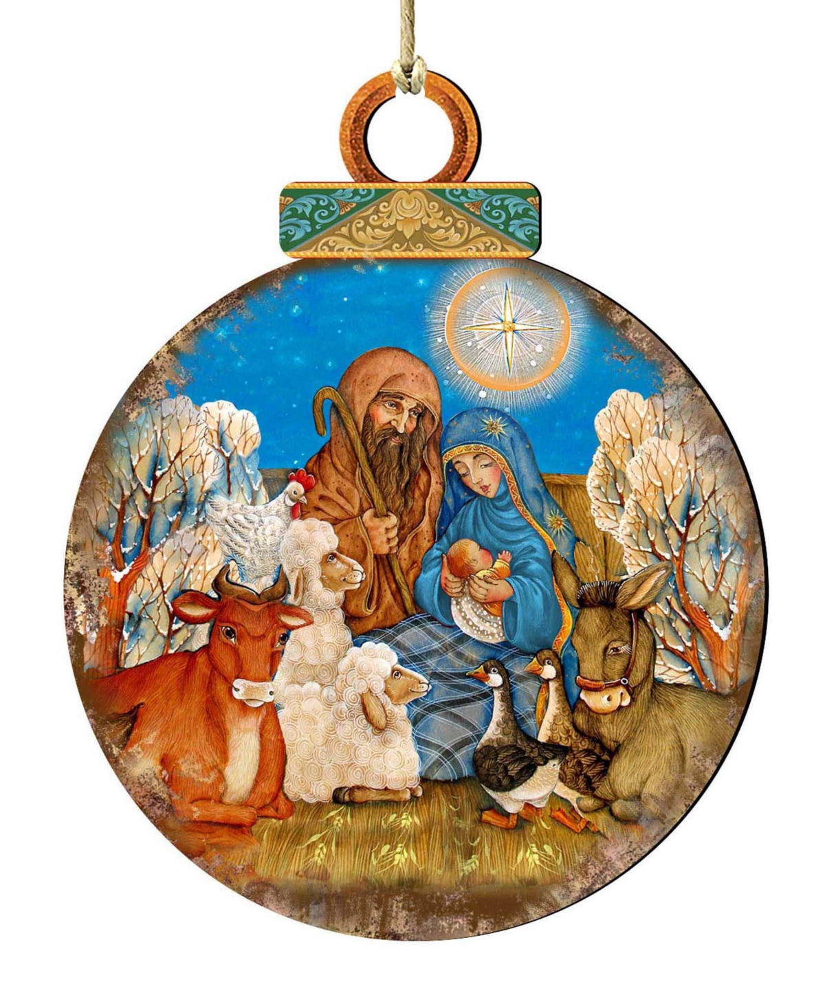 Designocracy Nativity Scene Wooden Ornament In Multi
