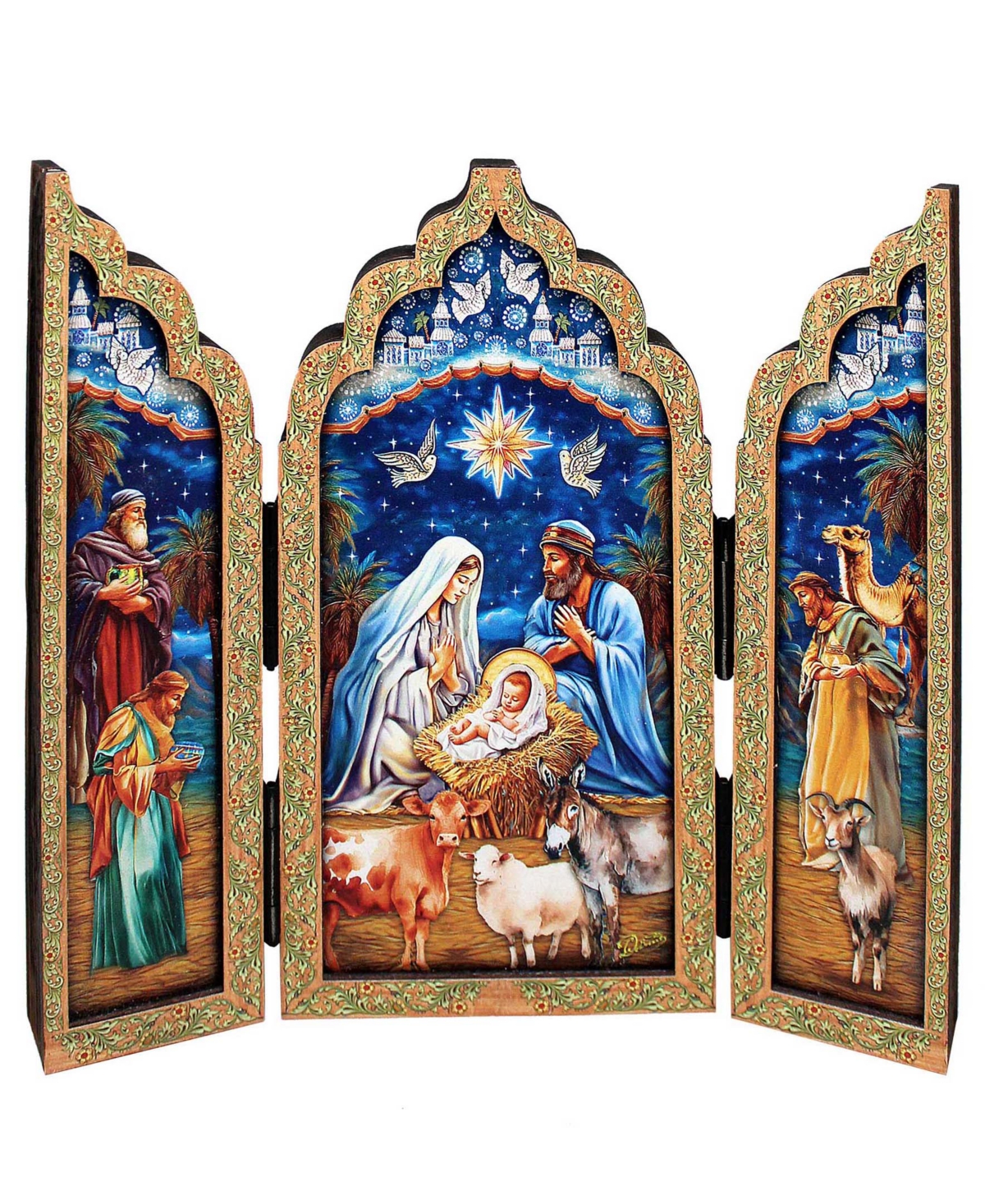 Designocracy Christmas Story Wood Tabletop Triptych In Multi