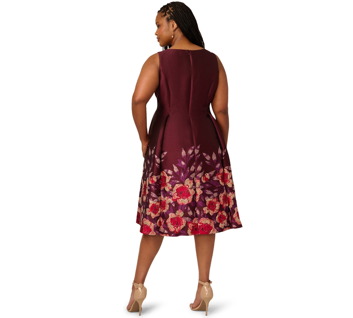 Adrianna Papell Plus Size Twist Crepe V-neck Short Dress In Brown