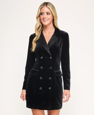 City Studios - Women's Velvet Tuxedo Blazer Dress