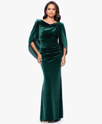 B&A By Betsy and Adam - Petite Velvet Drape Back Long Dress