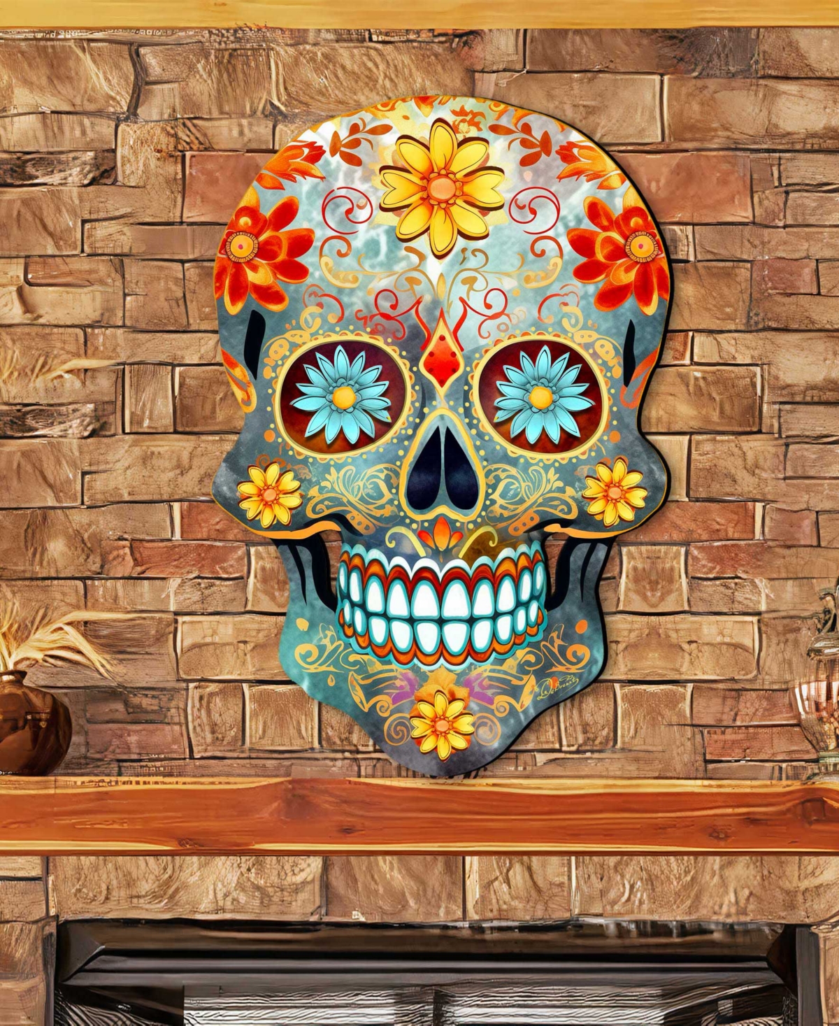 Designocracy Sugar Skull Holiday Door Decor
