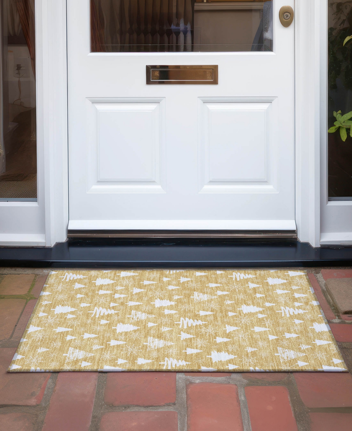 Addison Holiday Washable Indoor/outdoor Acn1815 1'8"x2'6" Area Rug In Gold