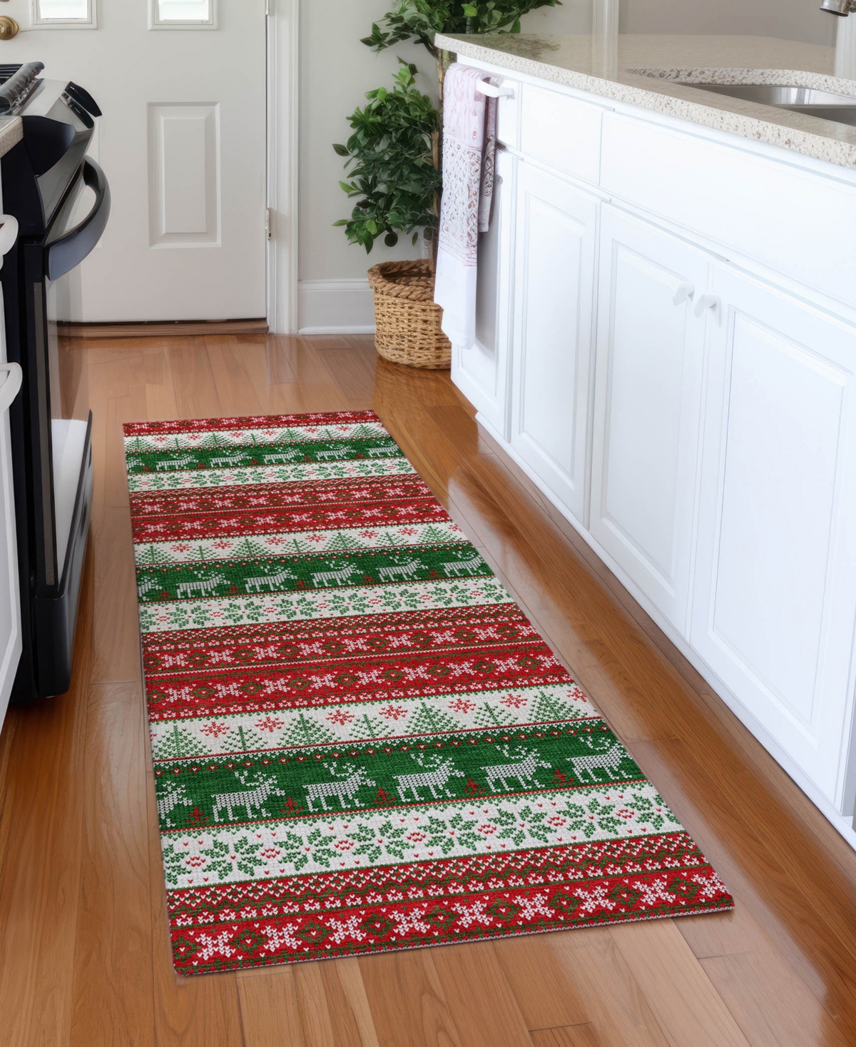 Addison Holiday Washable Indoor/outdoor Acn1818 2'3"x7'6" Runner Area Rug In Red
