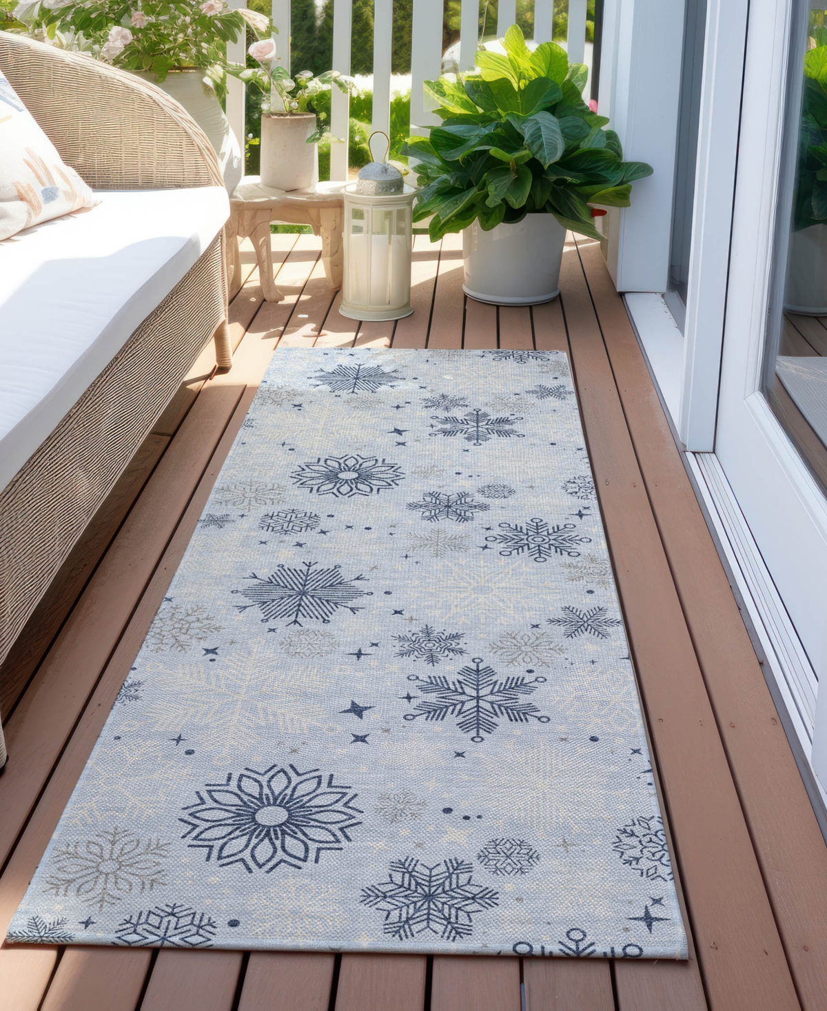 Addison Holiday Washable Indoor/outdoor Acn1823 2'3"x7'6" Runner Area Rug In Blue