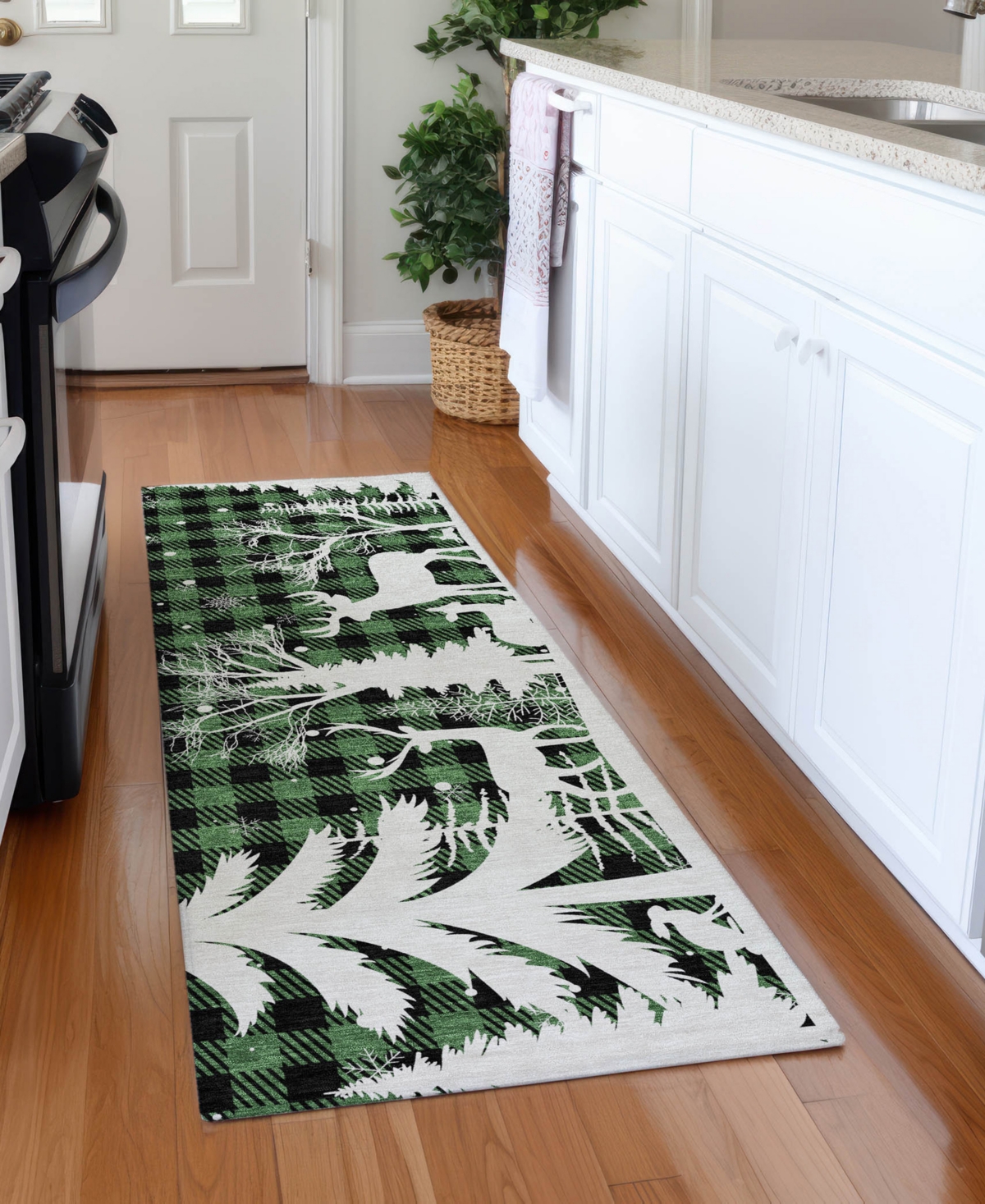 Addison Holiday Washable Indoor/outdoor Acn1824 2'3"x7'6" Runner Area Rug In Green