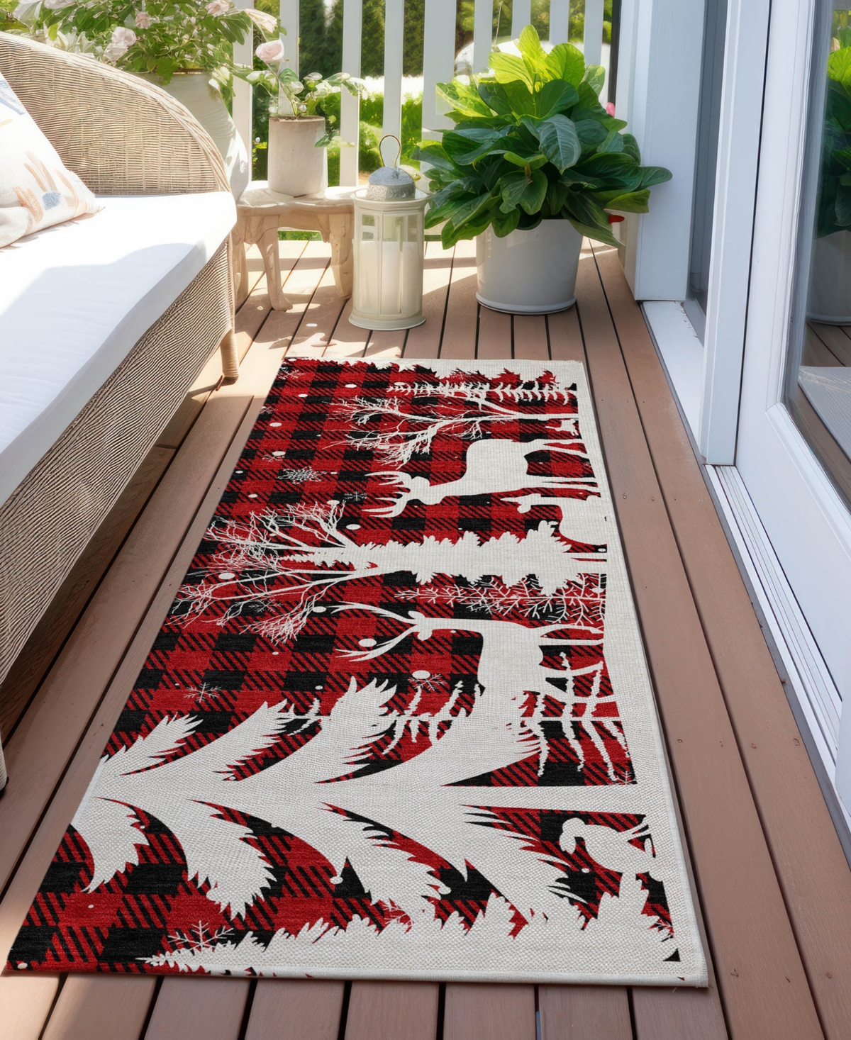 Addison Holiday Washable Indoor/outdoor Acn1824 2'3"x7'6" Runner Area Rug In Red