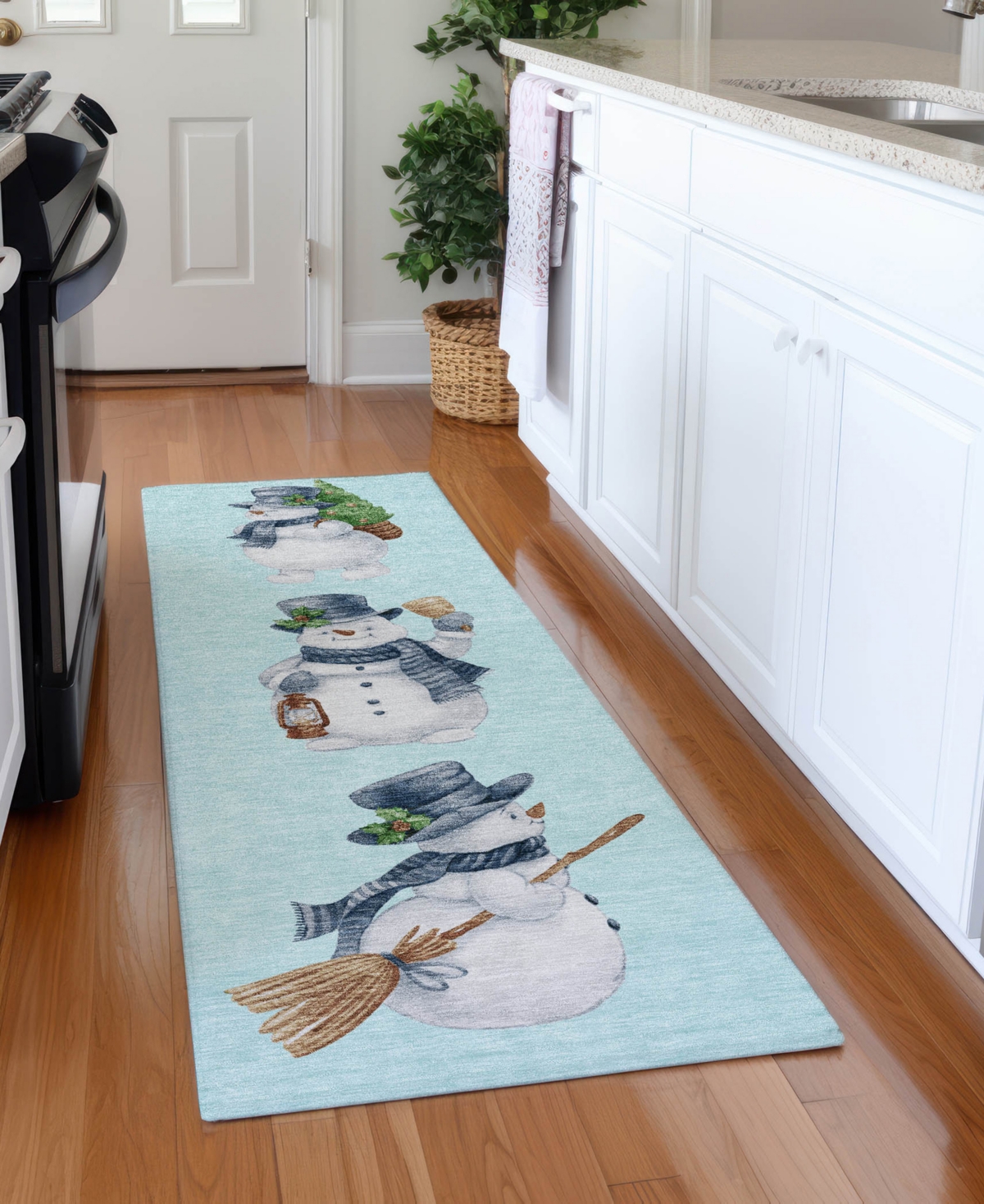 Addison Holiday Washable Indoor/outdoor Acn1826 2'3"x7'6" Runner Area Rug In Blue