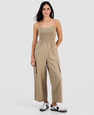 Petite Repeat Cargo-Pocket Jumpsuit, Exclusively at Macy's