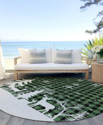 Holiday Washable Indoor/Outdoor ACN1824 8'x8' Round Area Rug