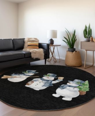 Holiday Washable Indoor/Outdoor ACN1826 8'x8' Round Area Rug
