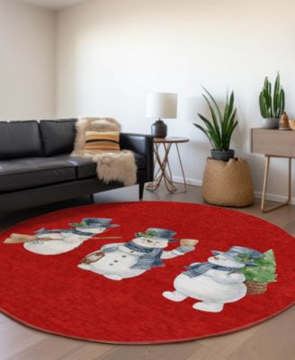 Holiday Washable Indoor/Outdoor ACN1826 8'x8' Round Area Rug