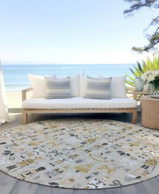 Holiday Washable Indoor/Outdoor ACN1827 8'x8' Round Area Rug