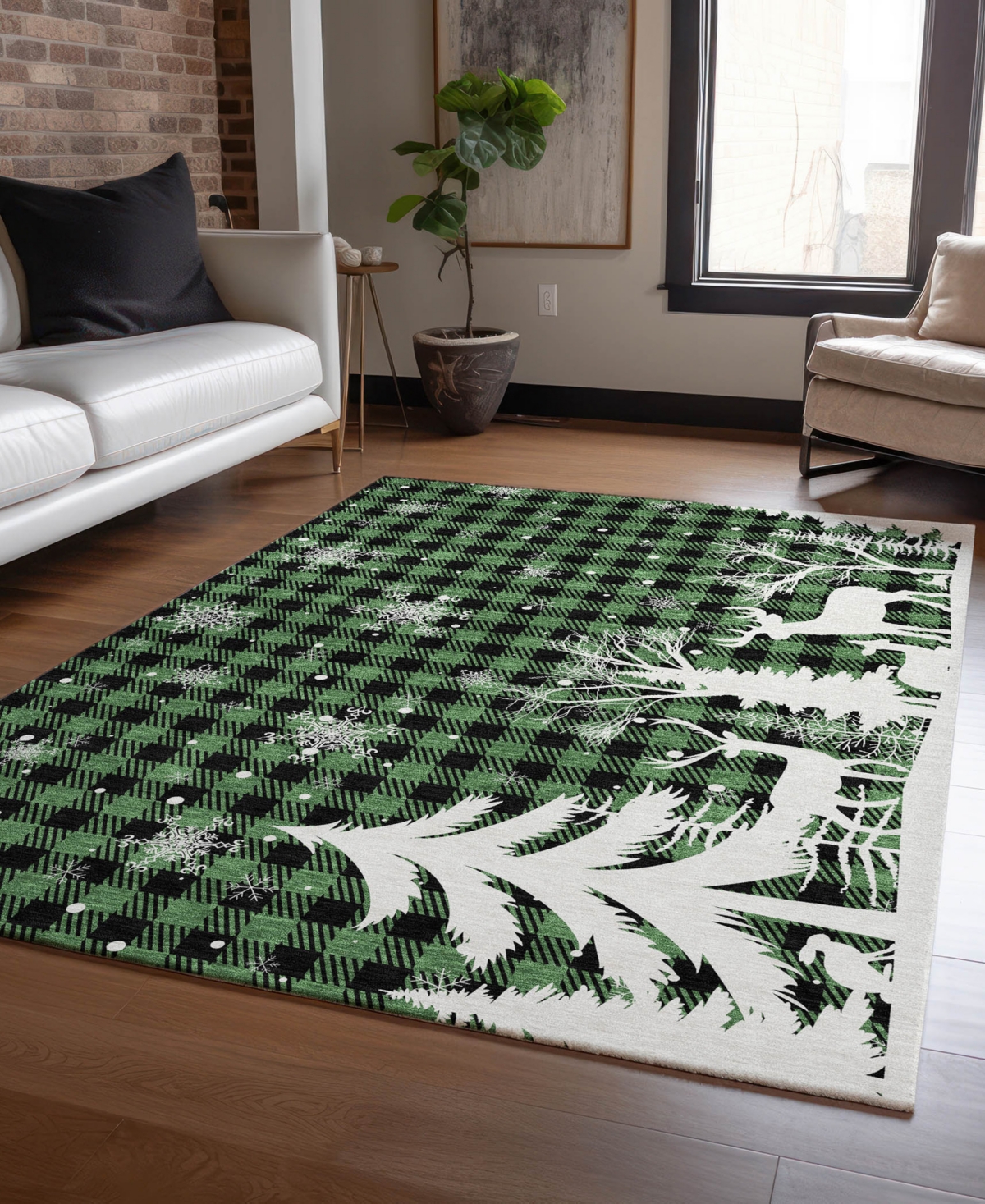 Addison Holiday Washable Indoor/outdoor Acn1824 8'x10' Area Rug In Green