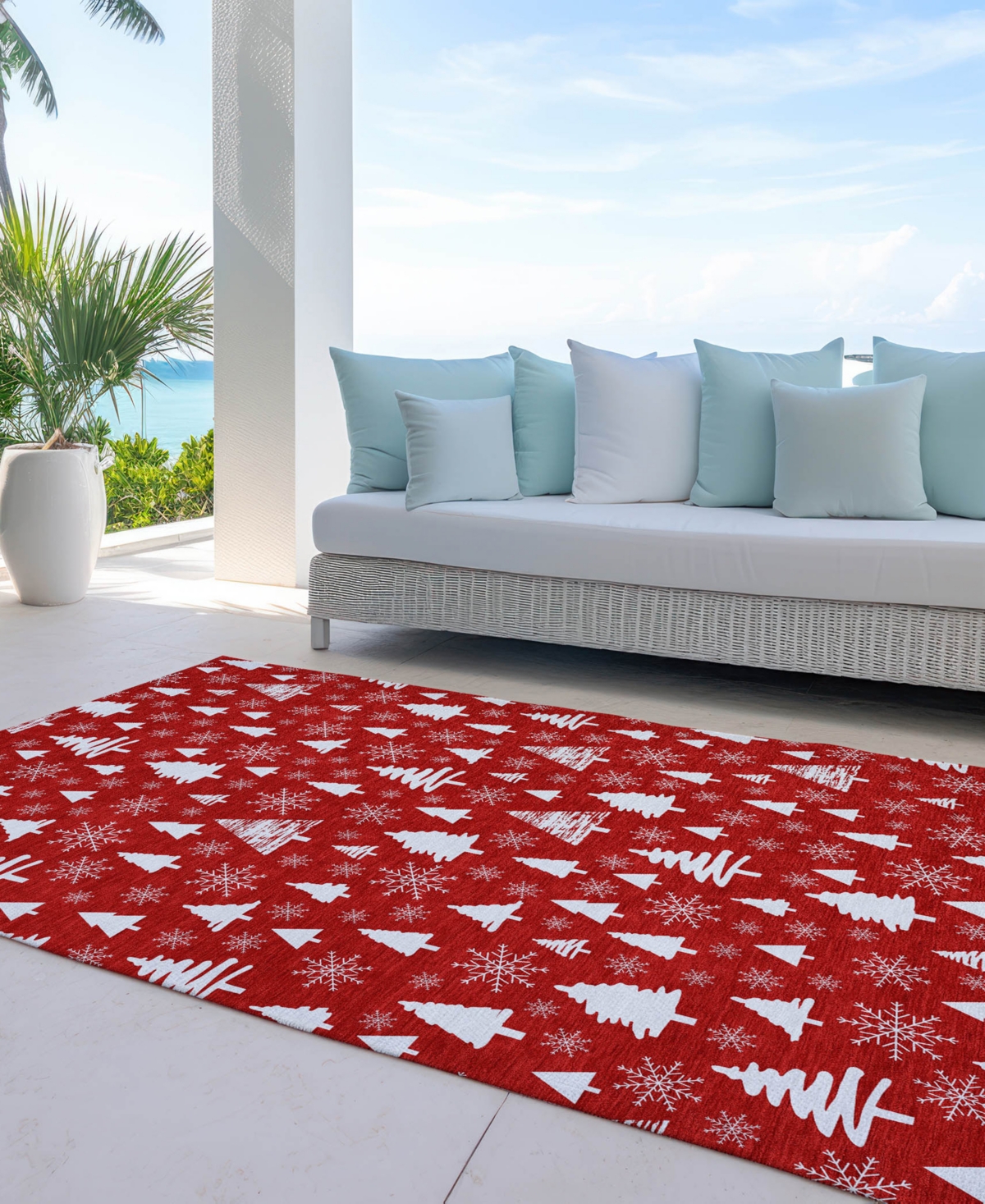 Addison Holiday Washable Indoor/outdoor Acn1815 9'x12' Area Rug In Red