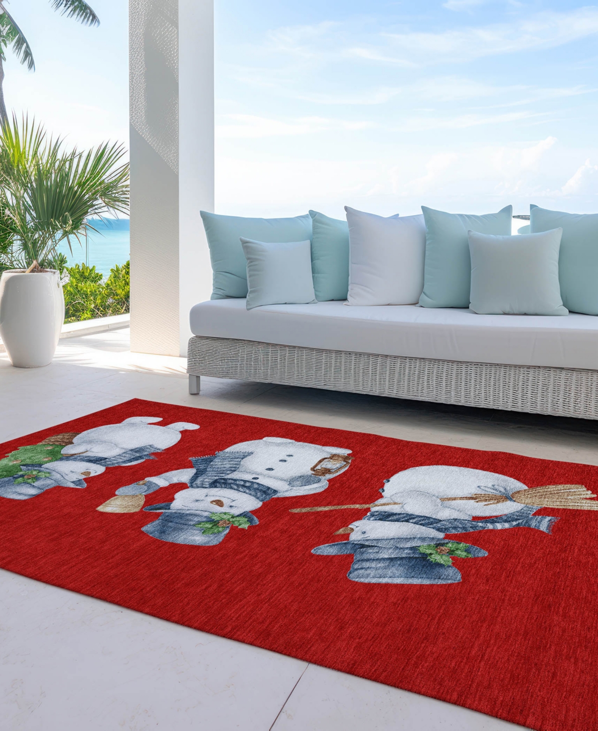 Addison Holiday Washable Indoor/outdoor Acn1826 9'x12' Area Rug In Red