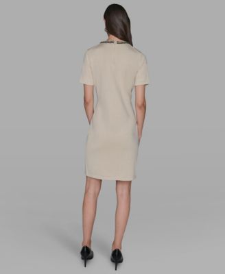 Women's Rhinestone Embellished Crew Neck Sweater Dress