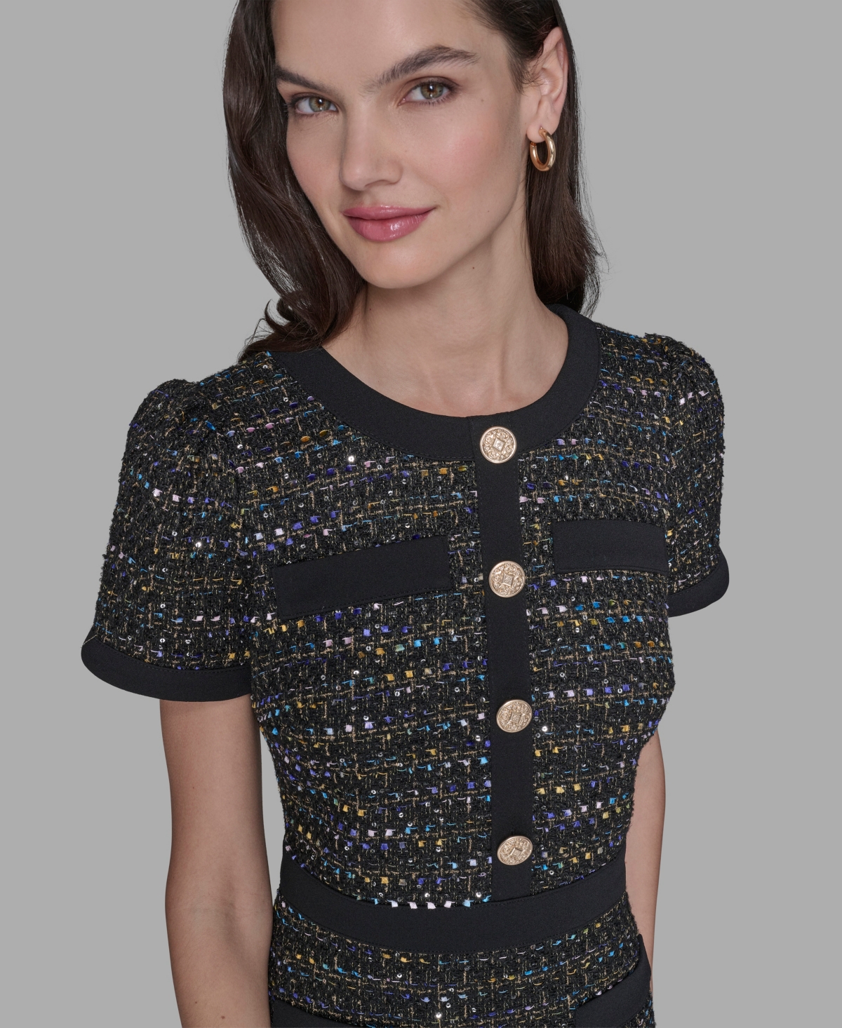 Karl Lagerfeld Paris Women's Crew Neck Sheath Dress