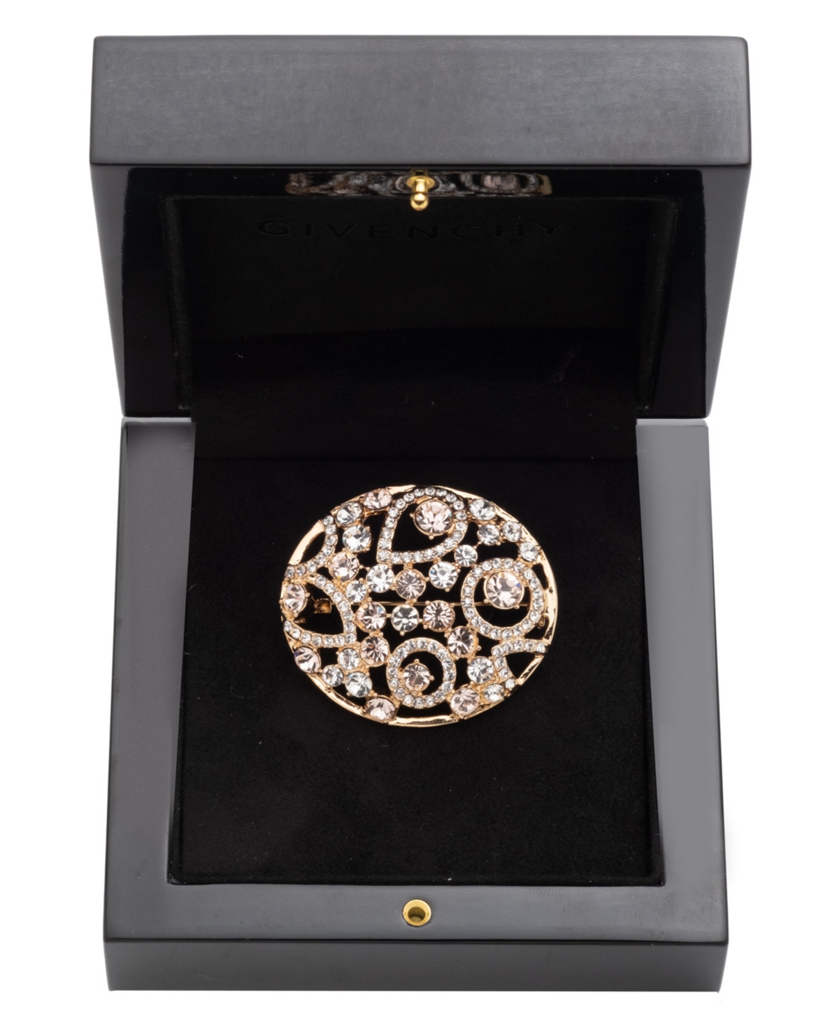 Givenchy Cubic Zirconia Crystal Cluster Boxed Pin In Gold