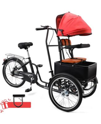 20-Inch Tricycle for Adults with Removable Child Seat & Cargo Carrier for Pets and Groceries