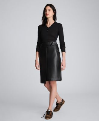 Women's Faux Leather Wrap Skirt