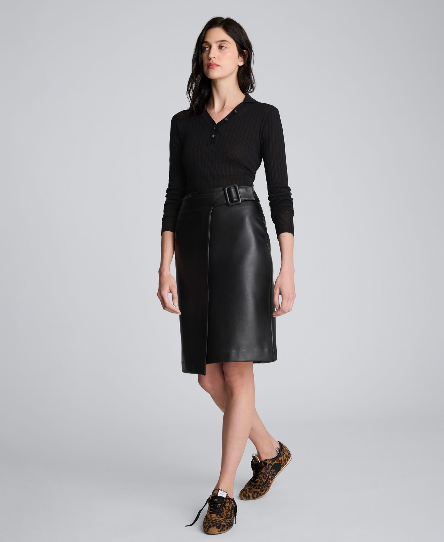 Women's Faux Leather Wrap Skirt