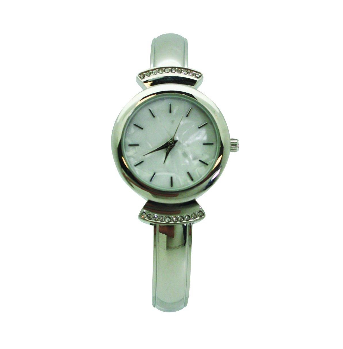 Silver Olivia Pratt Pearl Tone Face Metal Bangle Watch
