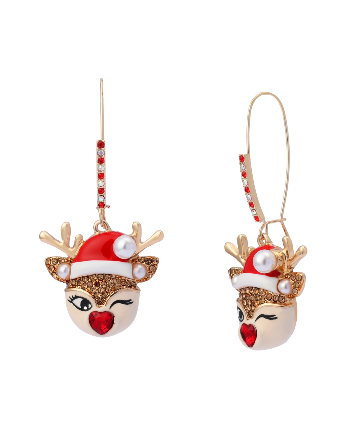 Betsey Johnson Faux Stone Santa Baby Reindeer Drop Earrings