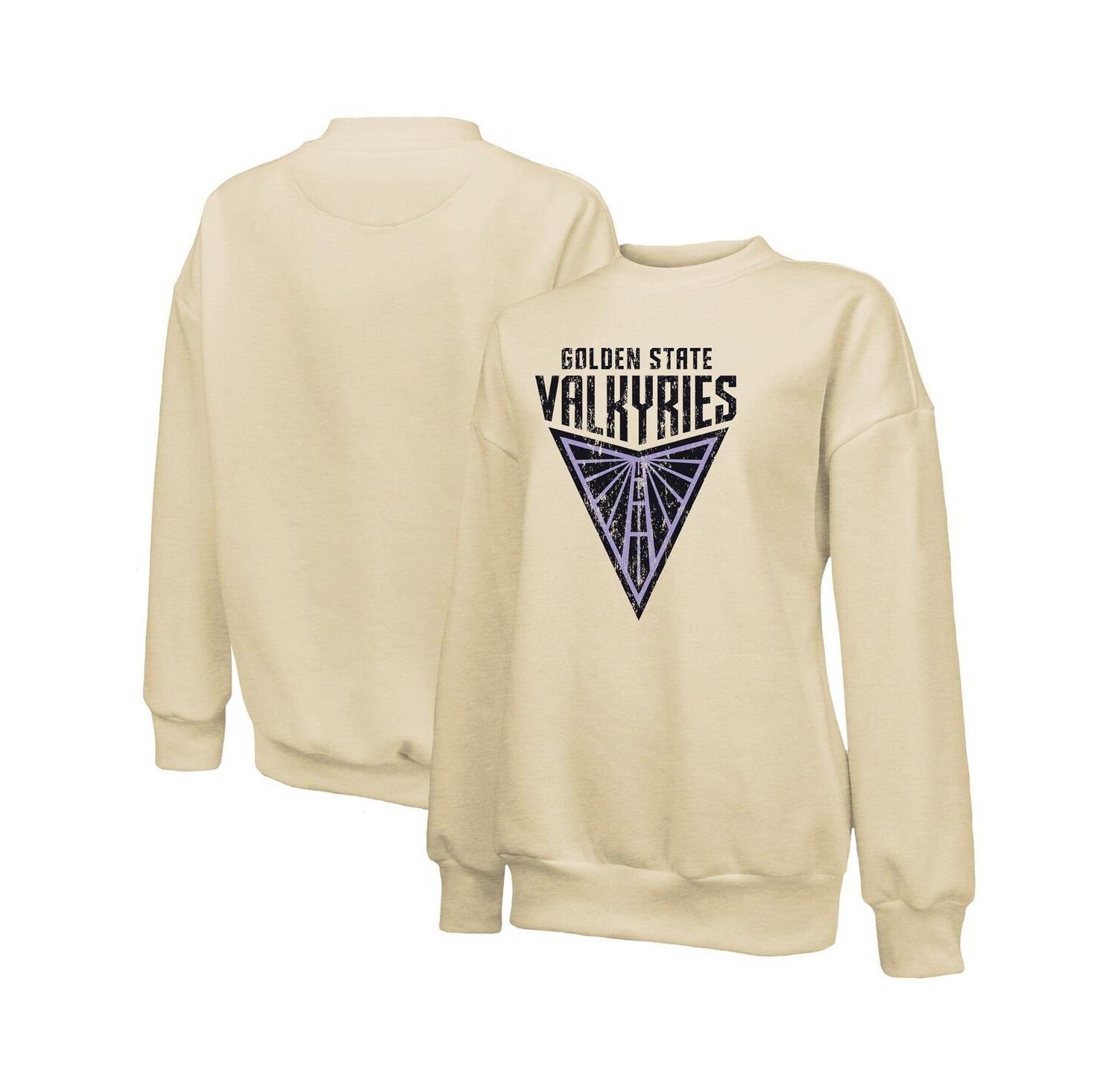 Women's Cream Golden State Valkyries Primary Logo Drop Shoulder Tri-Blend Pullover Sweatshirt