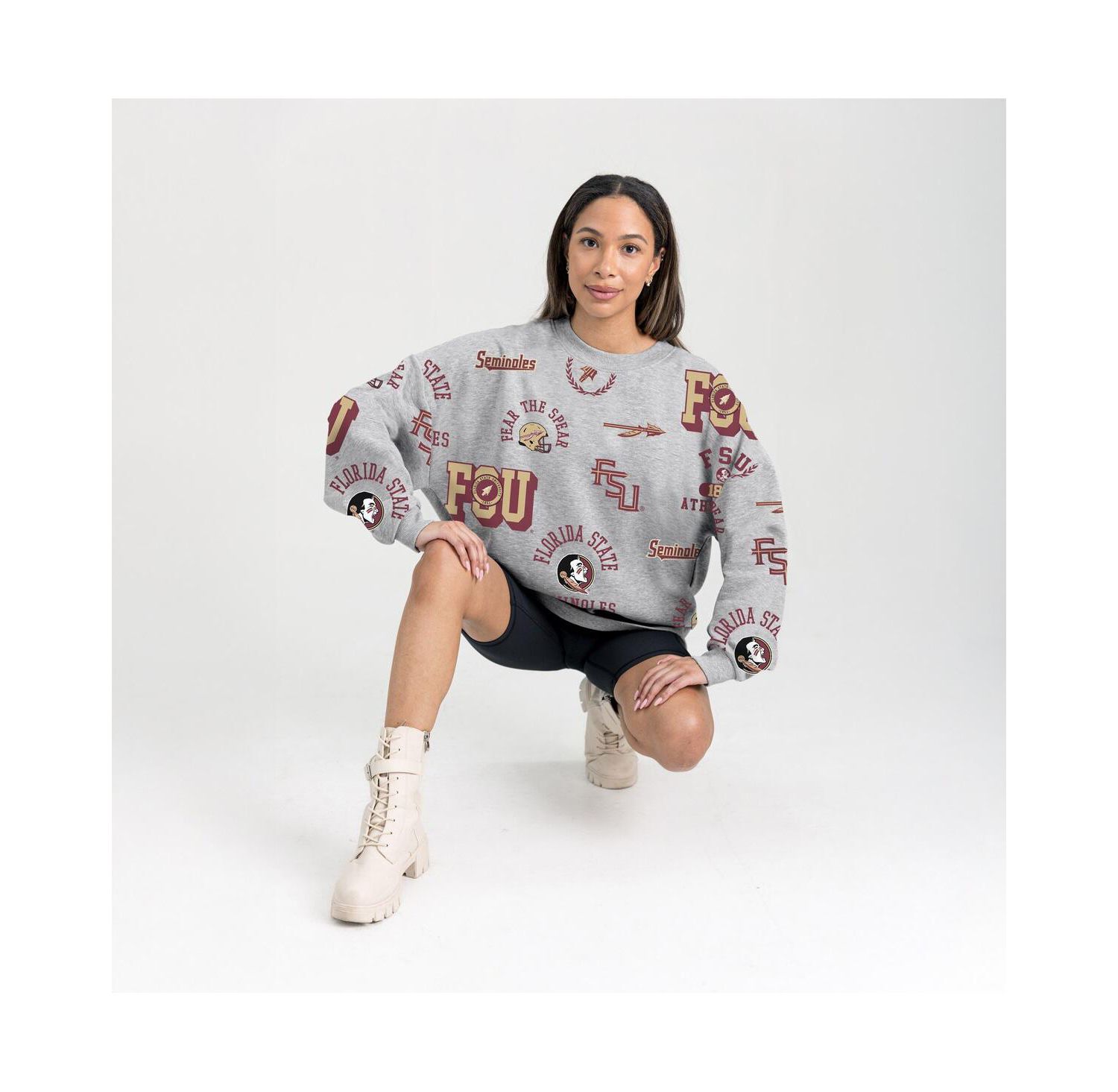 Women's Gray Florida State Seminoles Always on Repeat Fleece Sweatshirt