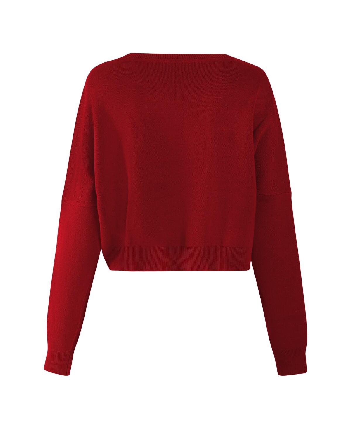 Hype And Vice Women's Crimson Alabama Crimson Tide Oversized Cropped Ivy Knit Pullover Sweater In White